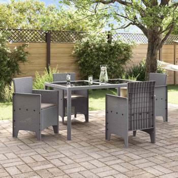 Gartenstuhl 4er Set Hellgrau, Kissen in Taupe