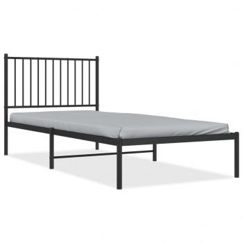 Bettgestell mit Kopfteil Metall Schwarz 90x200 cm