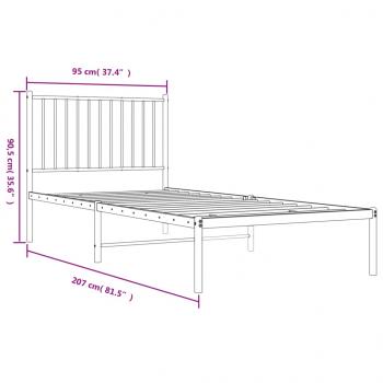 Bettgestell mit Kopfteil Metall Schwarz 90x200 cm