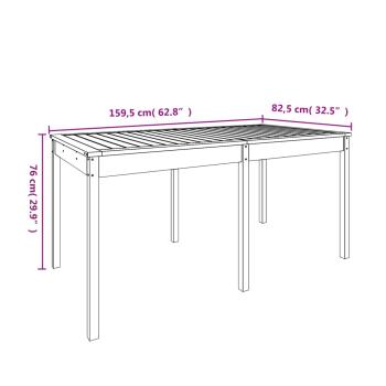 Gartentisch Schwarz 159,5x82,5x76 cm Massivholz Kiefer