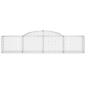 Gabionen mit Hochbogen 3 Stk. 300x50x60/80 cm Verzinktes Eisen