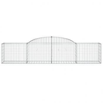 Gabionen mit Hochbogen 15 Stk. 300x50x60/80 cm Verzinktes Eisen