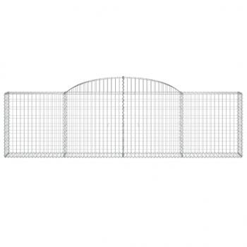 Gabionen mit Hochbogen 15 Stk. 300x30x80/100cm Verzinktes Eisen