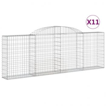 Gabionen mit Hochbogen 11 Stk 300x30x100/120cm Verzinktes Eisen