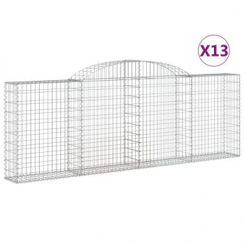 Gabionen mit Hochbogen 13 Stk 300x30x100/120cm Verzinktes Eisen