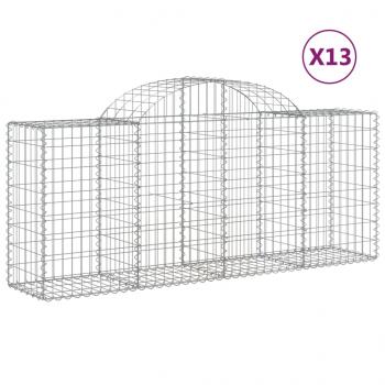 Gabionen mit Hochbogen 13 Stk. 200x50x80/100cm Verzinktes Eisen