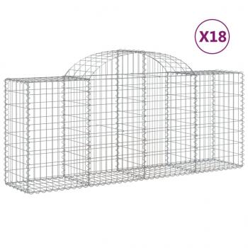 Gabionen mit Hochbogen 18 Stk. 200x50x80/100cm Verzinktes Eisen