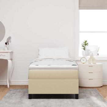 Boxspringbett mit Matratze Beige, Weiß Cord-Stoff 100 x 200 cm