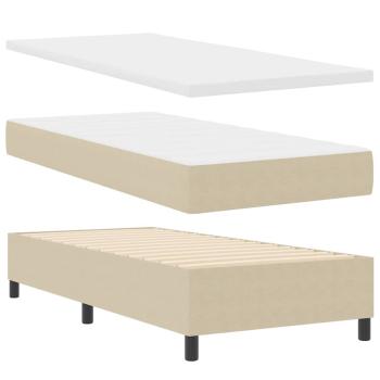 Boxspringbett mit Matratze Beige, Weiß Cord-Stoff 100 x 200 cm