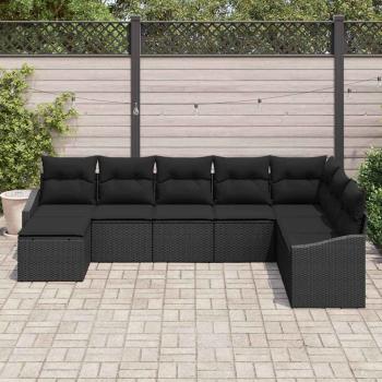 Sofa Set 8 stk. Schwarz [Synthetisch]: Poly Rattan
