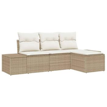 Garten Sofa Set Set von 4 Beige und Creme Rattan, Polyester Kissen