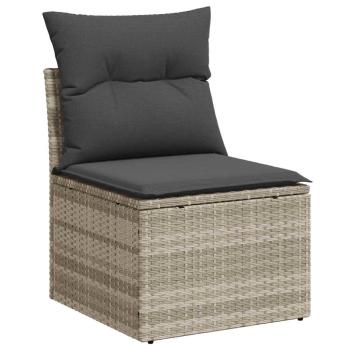 ARDEBO.de - Garten-Sofaset Set mit 8 Teilen Hellgrau Rattan, Polyesterkissen