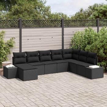 ARDEBO.de - Garten Sofa Set Set aus 8 Schwarz Poly Rattan Outdoor Sofa