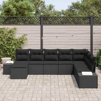 Garten Sofa Set Set aus 8 Schwarz Poly Rattan Outdoor Sofa