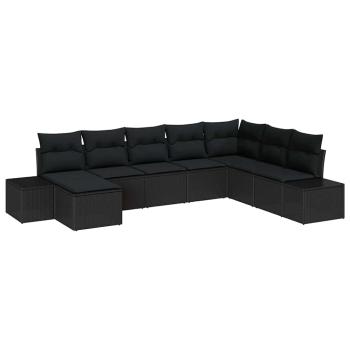 Garten Sofa Set Set aus 8 Schwarz Poly Rattan Outdoor Sofa
