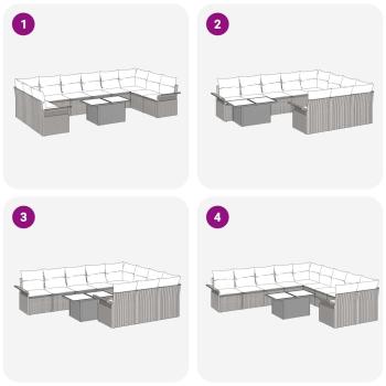 Garten Sofa Set 11 Teile Grau Rattan Garten Sofa Set Rechteckig