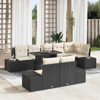 ARDEBO.de - Garten-Sofa-Set 9-teilig Schwarz und Creme