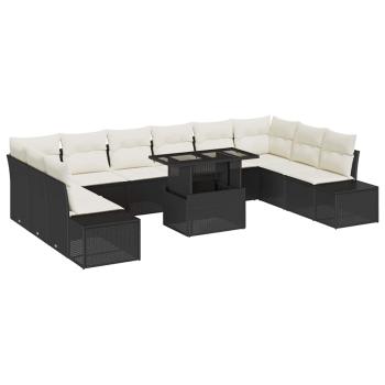 Garten-Sofa-Set Set aus 11 Schwarz Rattan