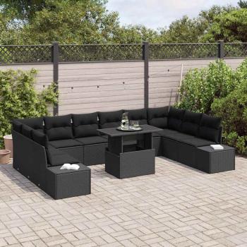 Garten Sofa Set Set von 11 Schwarz Polyethylen Rattan