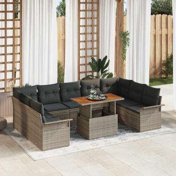 ARDEBO.de - Garten Sofa Set Set aus 10 Grau Rattan, Polyester