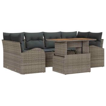 Garten Sofagruppe Set von 7 Grau, Schwarz Aluminium, Olefin