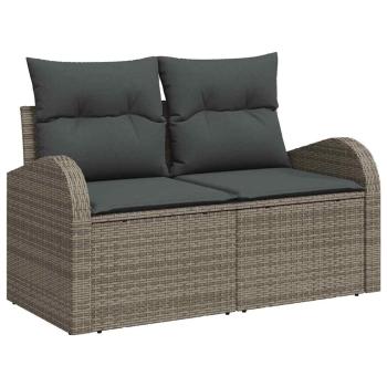 Gartensofa Set 9-teilig Grau und Braun Rattan Gartentische