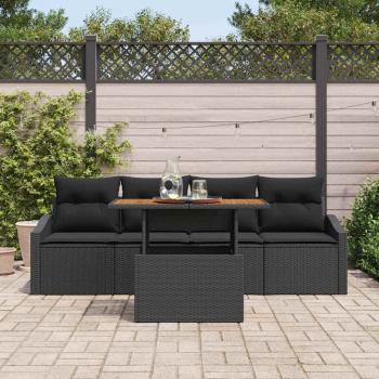 Garten-Sofa-Set Set von 5 Schwarz Rattan, Polyester Outdoortisch