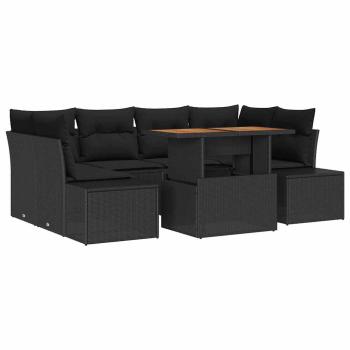 Garten-Sofa-Set Set aus 7 Schwarz Poly-Rattan