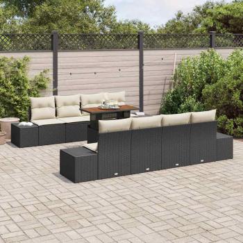 Garten Sofagruppe Set aus 7 Schwarz Kunst-Rattan, Polyester