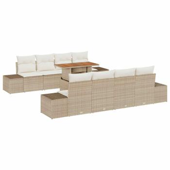 Gartensofa-set 9 Stk. Beige Poly-Rattan