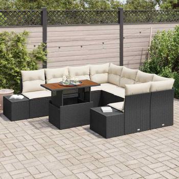 Garten-Sofaset Set aus 9 Schwarz Rattan Garten-Sofa Rechteckig