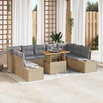 ARDEBO.de - Garten Sofa Set Set von 10 Beige, Grau Rattan, Polyester