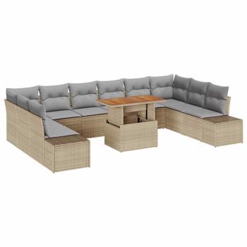 Garten-Sofaset Set von 11 Grau Rattan Outdoor-Essbereich