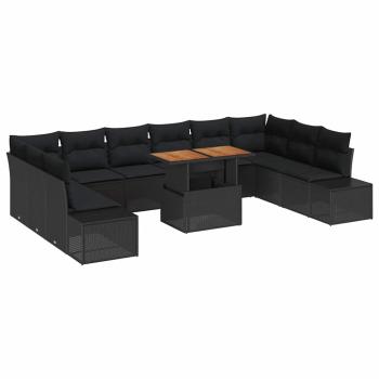 Garten-Sofa Set Set von 11 Schwarz Rattan