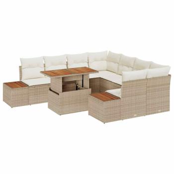 Gartensofa-set 9 Stk. Beige Poly-Rattan