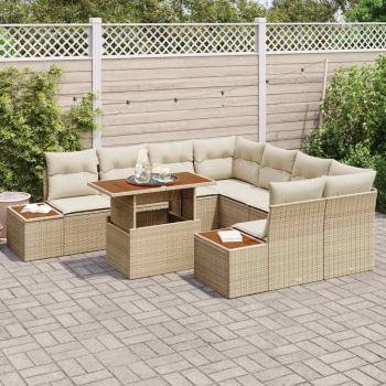 Gartensofa-set 9 Stk. Beige Poly-Rattan