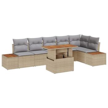Garten-Sofa-Set Set mit 7 Teilen Beige Rattan Garten-Sofa-Set