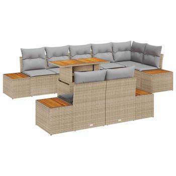 Garten Sofa Set Set von 9 Beige, Grau Rattan, Polyester