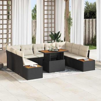 ARDEBO.de - Garten Sofa Set Set aus 6 Schwarzer Rahmen mit beigen Kissen
