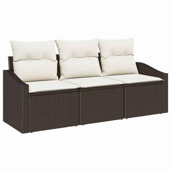 Garten Sofa Set 3-teilig Braun Rattan Outdoor Sofa Rechteckig