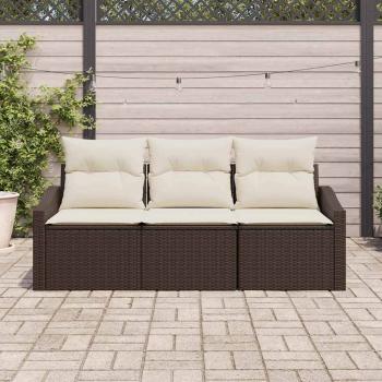 Garten Sofa Set 3-teilig Braun Rattan Outdoor Sofa Rechteckig