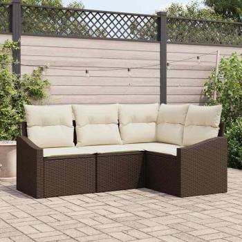 ARDEBO.de - Garten-Sofa-Set 4-teilig Braun Rattan Garten-Eck-Sofa
