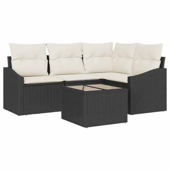 Garten Sofa Set 5-teilig Beige Kissen und schwarzer Rahmen