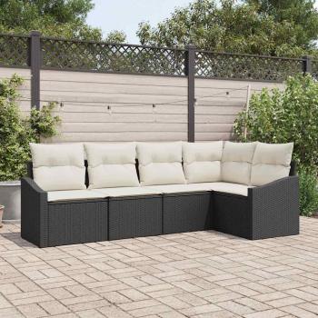 ARDEBO.de - Garten Sofa Set Set aus 5 Beige Rattan, Polyester Garten Ecksofa