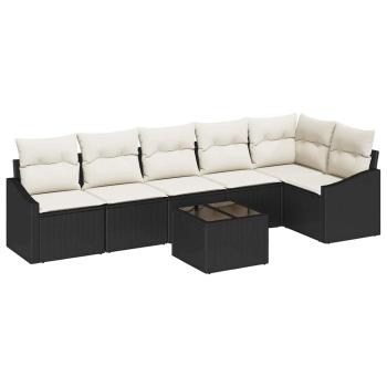 Garten-Sofa-Set Set aus 7 Schwarz PE-Rattan Outdoor-Sofa
