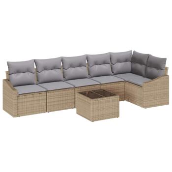 Garten-Sofa-Set 7-teilig Beige PE Rattan Outdoor-Sofa