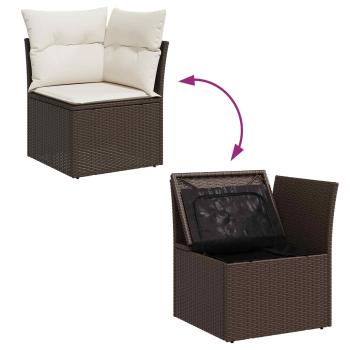 Gartensofa-set 7 stk. Braun und Creme Poly-Rattan