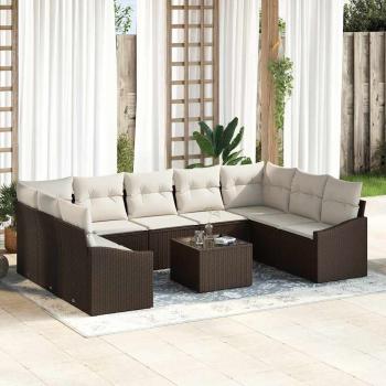 ARDEBO.de - Garten-Sofa-Set Set aus 10 Elfenbein Poly-Rattan
