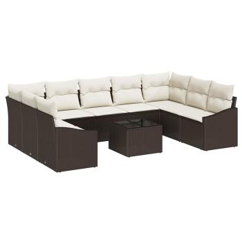 Garten-Sofa-Set Set aus 10 Elfenbein Poly-Rattan
