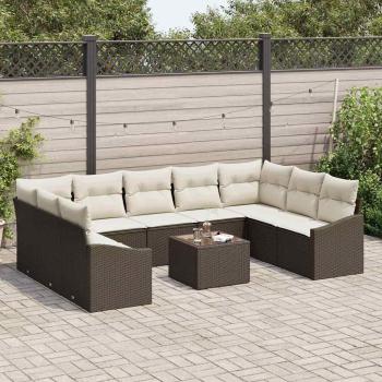 Garten-Sofa-Set Set aus 10 Elfenbein Poly-Rattan
